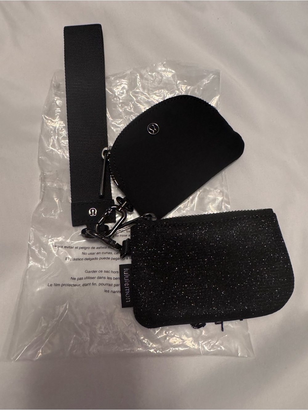 Lululemon Black Glitter Dual Pouch Set